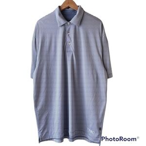 STRAIGHT DOWN Blue White Striped Golf Polo Size Large